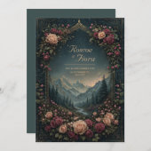 Mountain Landscape and Floral Arch Wedding Kaart (Voorkant / Achterkant)