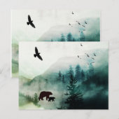 Mountain Landscape Bears Birds Forest Briefkaart (Voorkant / Achterkant)