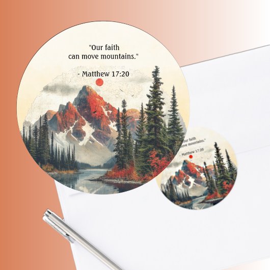 Mountain Landscape Bible Verse Autumn Ronde Sticker