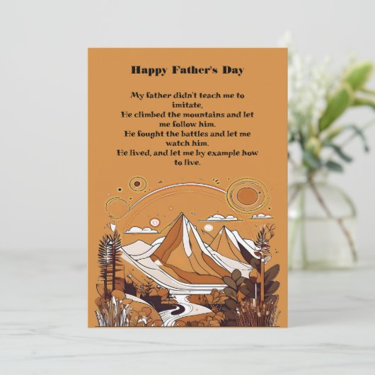 Mountain Landscape Forest Vaderdag Kort gedicht Feestdagenkaart (Staand voorkant)