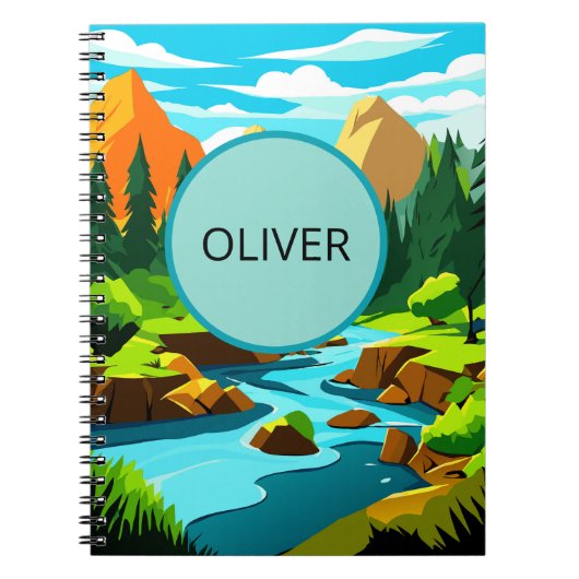 Mountain Landscape Notebook, Oliver Adventure Note Notitieboek (Voorkant)