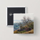 MOUNTAIN LANDSCAPE VIERKANTE BUTTON 5,1 CM (Voorkant /achterkant)