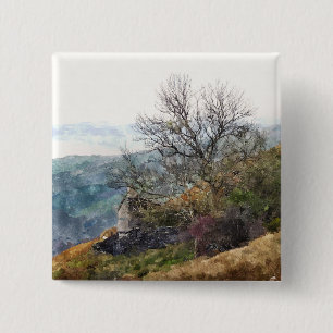 MOUNTAIN LANDSCAPE VIERKANTE BUTTON 5,1 CM