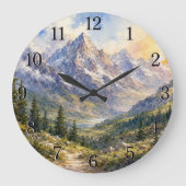 Mountain Landscape Wall Clock — Nature-Inspired De Grote Klok (Voorkant)