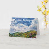 Mountain Landscape Whimsical Art Birthday Kaart (Gele Bloem)