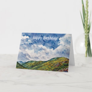 Mountain Landscape Whimsical Art Birthday Kaart
