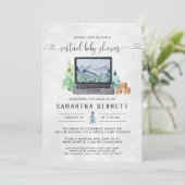 Mountain Laptop | Virtuele Baby Shower Kaart (Staand voorkant)