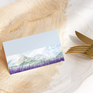 Mountain Lavendel Licht Blauw Bruiloft Plaatskaartje