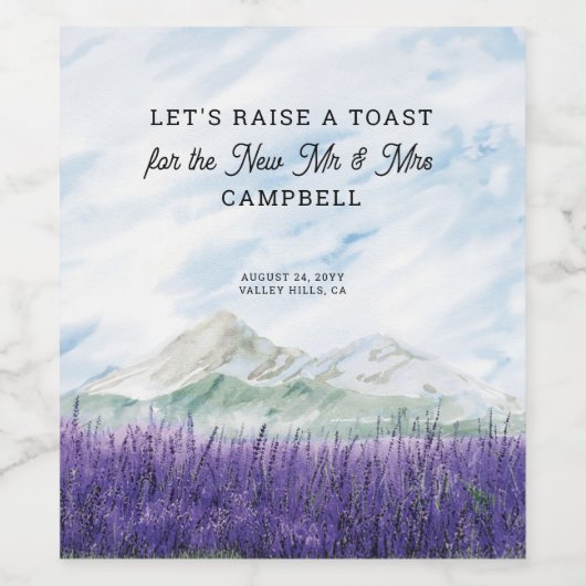 Mountain Lavender Landschap Nieuwe Mr & Mrs Wijn Etiket (Enkel label)