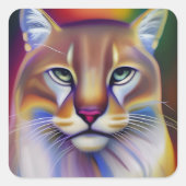 Mountain Lion Art Vierkante Sticker (Voorkant)