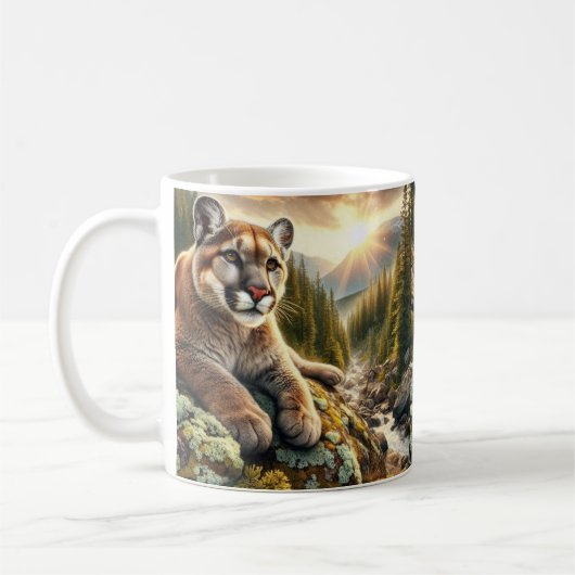Mountain Lion Big Cat Coffee Mok (Links)