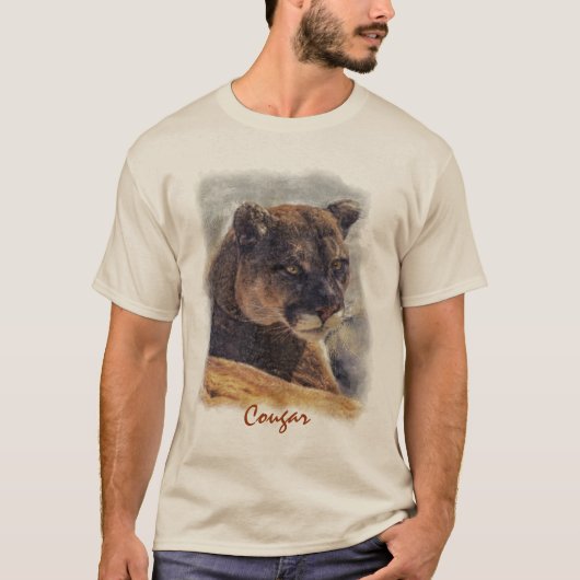 Mountain Lion, Big Cat Cougar Portret op TShirt (Voorkant)