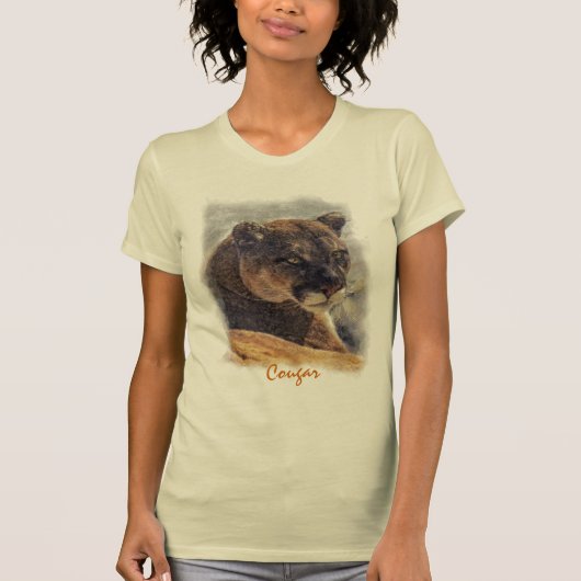 Mountain Lion, Big Cat Cougar Portret op TShirt (Voorkant)