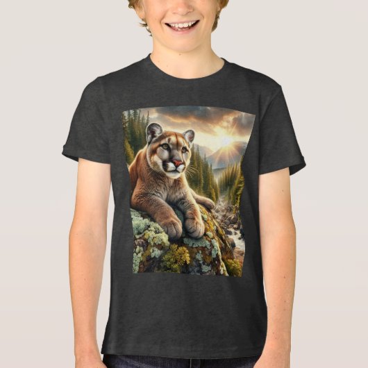 Mountain Lion bij de dageraad Kinder T-shirt (Voorkant)