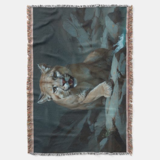Mountain Lion bij een Rock Pool Deken (Voorkant Verticaal)