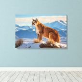 Mountain Lion Canvas Kunst (Insitu (Houten vloer))