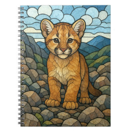 Mountain Lion Club, glas-in-lood digitale kunst Notitieboek