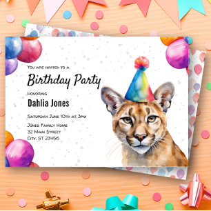 Mountain Lion Cougar Puma Verjaardagsfeest voor di Kaart
