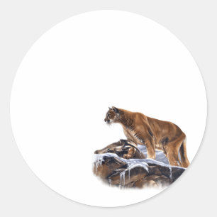 Mountain Lion Cougar Ronde Sticker