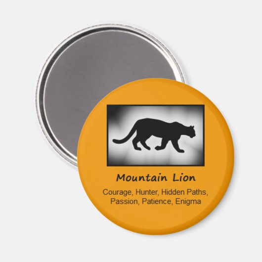 Mountain Lion Cougar Totem Animal Spirit betekenen Magneet (Voorkant / Achterkant)