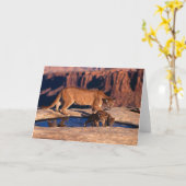 Mountain Lion & Cus Greeting Card Kaart (Gele Bloem)