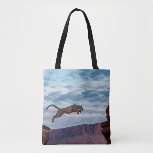 Mountain Lion Jumping Morning Skyjump,lion,animal, Tote Bag (Voorkant)