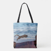 Mountain Lion Jumping Morning Skyjump,lion,animal, Tote Bag (Achterkant)