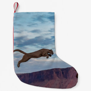 Mountain Lion Jumping Morning Skyspring,lion,anima Kleine Kerstsok