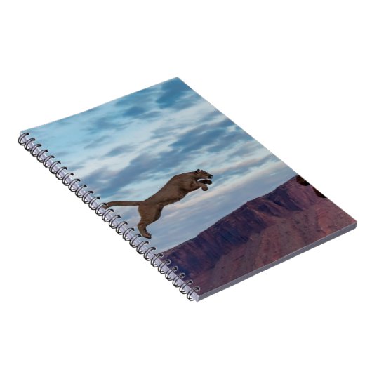 Mountain Lion Jumping Morning Skyspring,lion,anima Notitieboek (Rechterzijde)