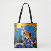 Mountain Lion Moonlit Peak Tote Bag (Voorkant)