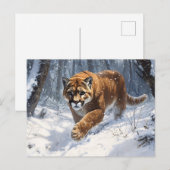 Mountain Lion op jacht in de sneeuwkunst Briefkaart (Voorkant / Achterkant)