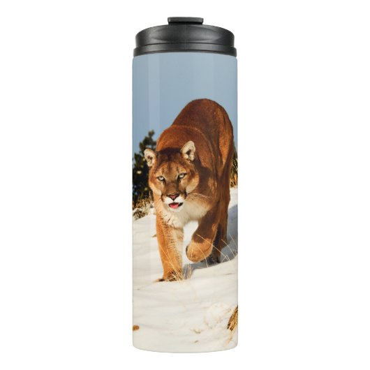 Mountain Lion op sneeuwheuvel Thermosbeker (Voorkant)