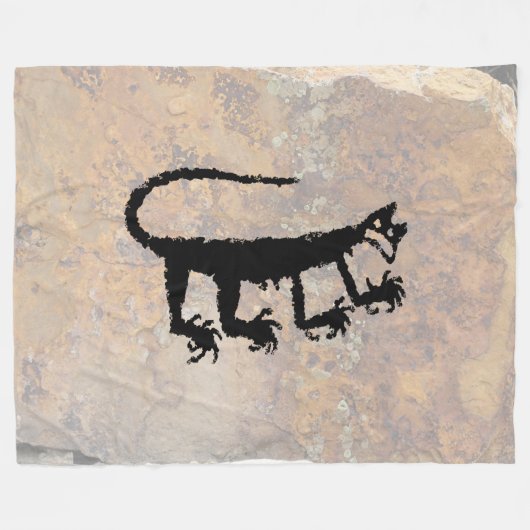 Mountain Lion Petroglyph Fleece Deken (Voorkant (Horizontaal))