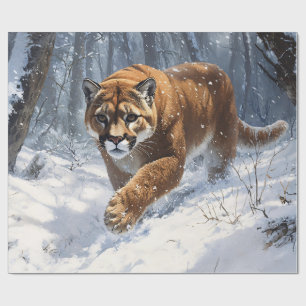Mountain Lion Prowling in de sneeuw Decoupage Cadeaupapier