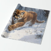 Mountain Lion Prowling in de sneeuw Decoupage Cadeaupapier (Uitgerold)