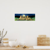 Mountain Lion Puma Cat Cubs Art Poster Cute Navy (Keuken)