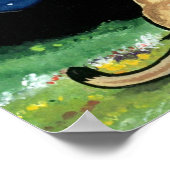 Mountain Lion Puma Cat Cubs Art Poster Cute Navy (Hoek)