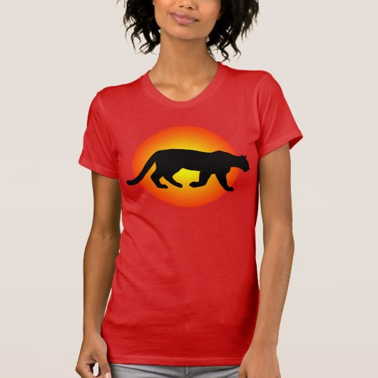 Mountain Lion Puma Cougar Sunfire Silhouette T-shirt (Voorkant)