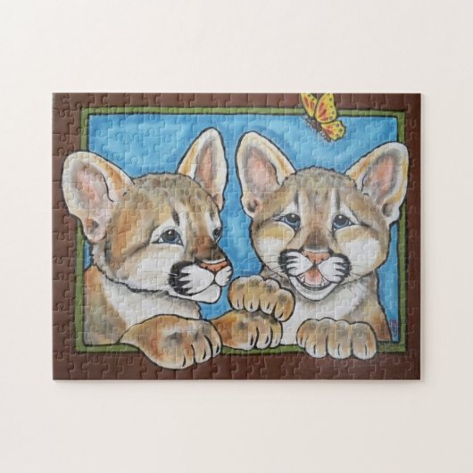 Mountain Lion Puma Cub Cute Jigzaag Puzzle Legpuzzel (Horizontaal)