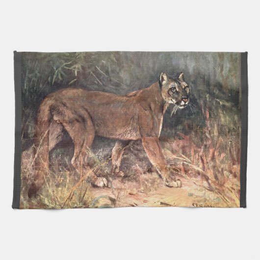 Mountain Lion, Puma of Cougar door CE Swan Theedoek (Horizontaal)
