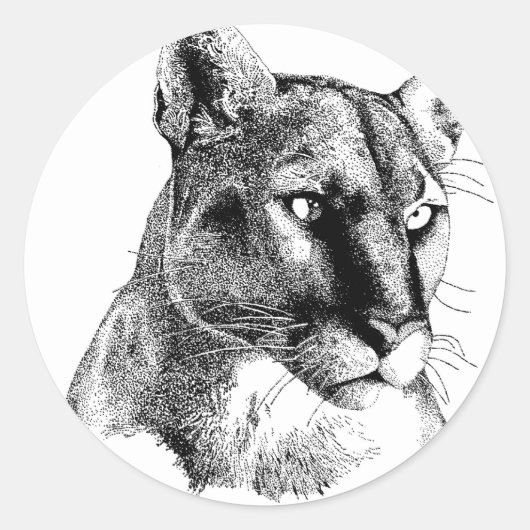 Mountain Lion Ronde Sticker (Voorkant)