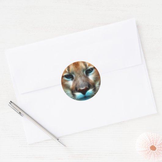 Mountain Lion Ronde Sticker (Envelop)
