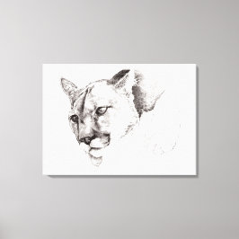 Mountain Lion Tekening Uitgerekte Canvas Print