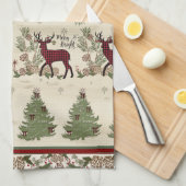 Mountain Lodge Kerstboom vrolijk in Bright Deer Theedoek (Quarter Fold)