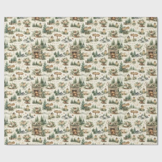 Mountain Lodge Wedding Watercolor Pattern Cadeaupapier (Vlak)