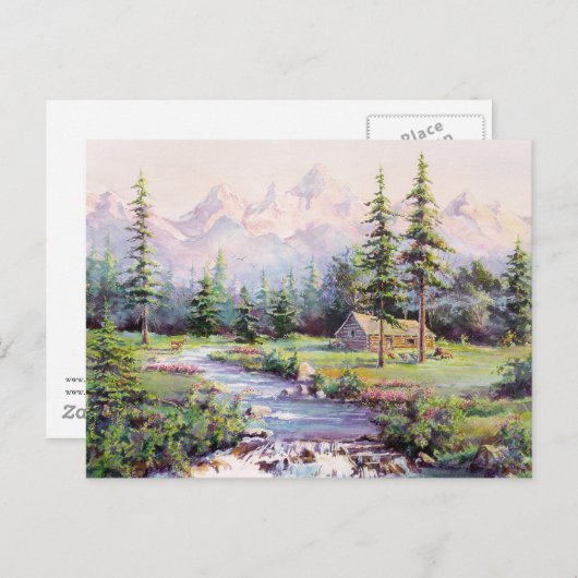 MOUNTAIN LOG CABIN DOOR SHARON SHARPE BRIEFKAART (Voorkant / Achterkant)