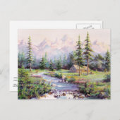 MOUNTAIN LOG CABIN DOOR SHARON SHARPE BRIEFKAART (Voorkant / Achterkant)