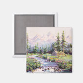MOUNTAIN LOG CABIN DOOR SHARON SHARPE MAGNEET (Voorkant / Achterkant)