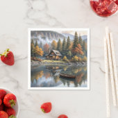 Mountain Log Cabin met roeiboot op een meer Servet (Insitu)