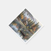 Mountain Log Cabin met roeiboot op een meer Servet (Hoek)